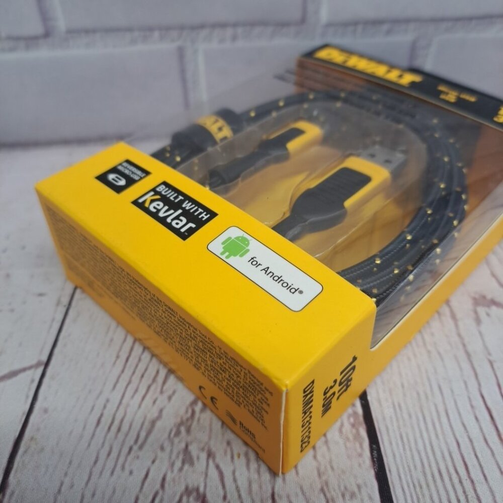 DeWALT 10' Kevlar Reinforced Braided Charger Cable for Android Micro-USB NIB - Picture 4 of 4